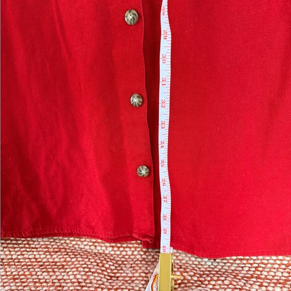 Vintage Red Button-Down Linen Dress - Picture 9 of 9